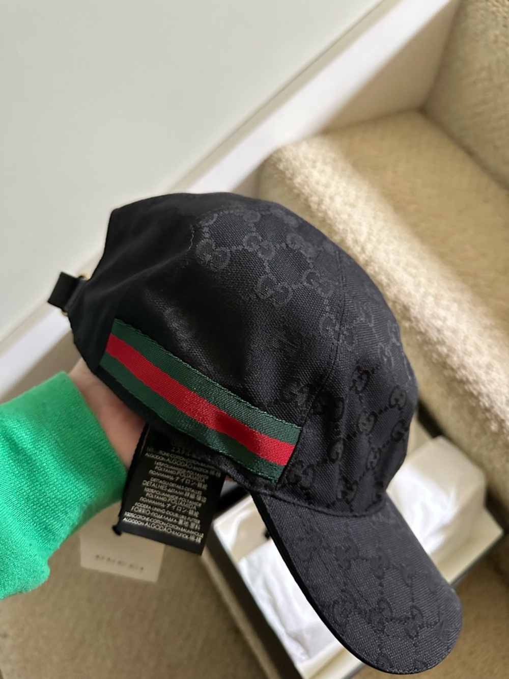 Gucci NWT Black Logo Web Stripe Baseball Cap - Picture 4 of 4